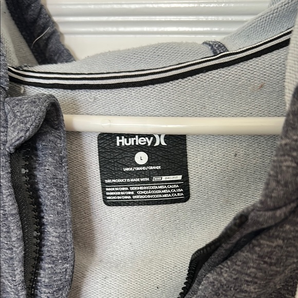 Hurley Big Boys Gray and Teal Zip-up Hoodie Sz Large - Picture 3 of 6